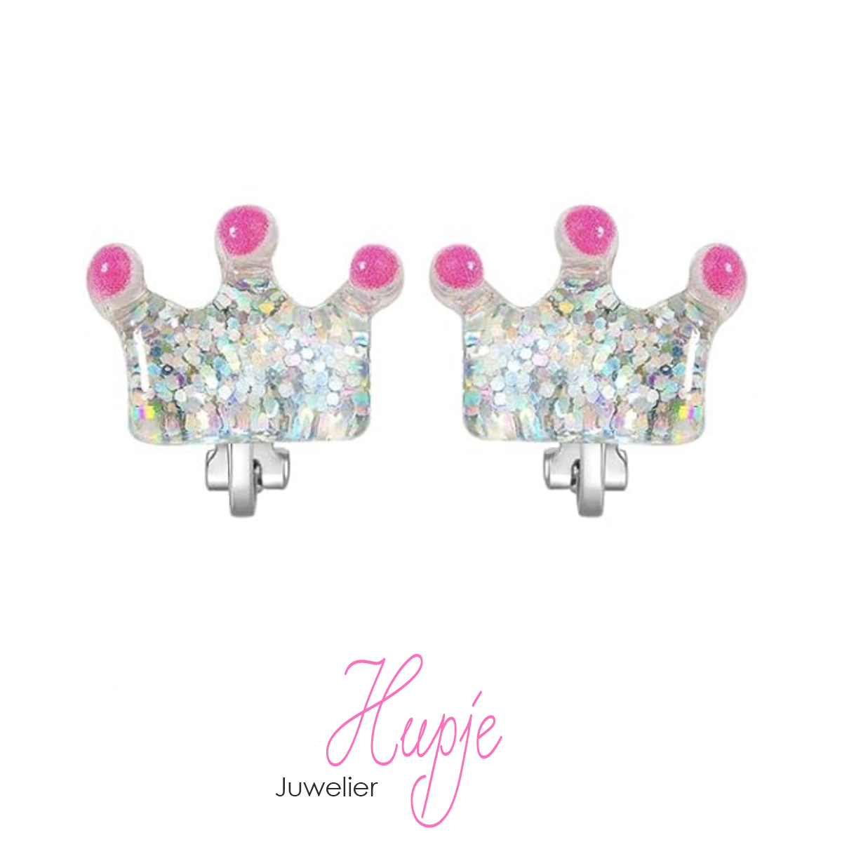 clipoorbellen kroontje glitter