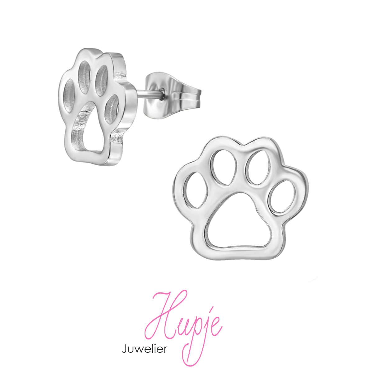 oorbellen chirurgisch staal hondenpootje