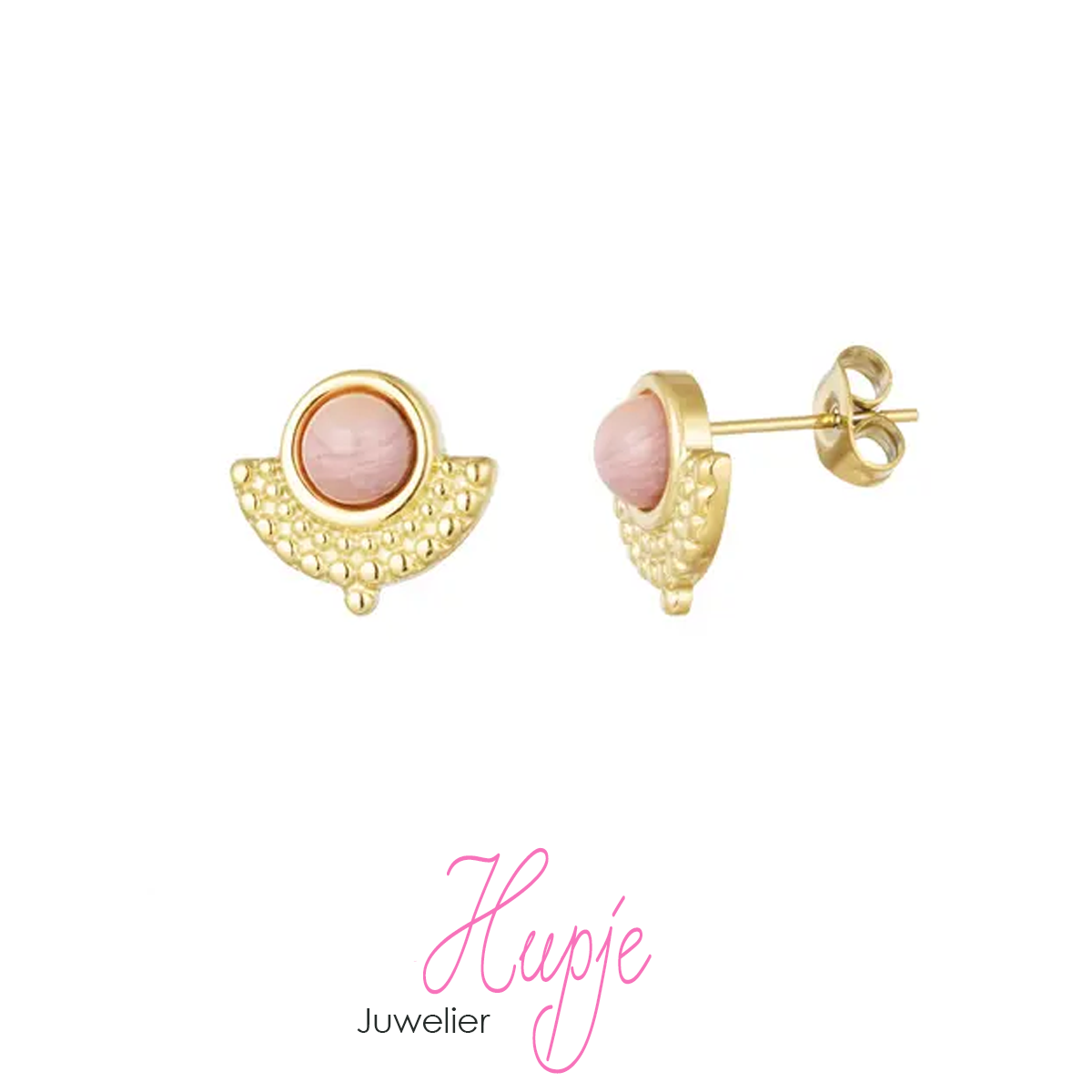 oorknopjes pink vintage