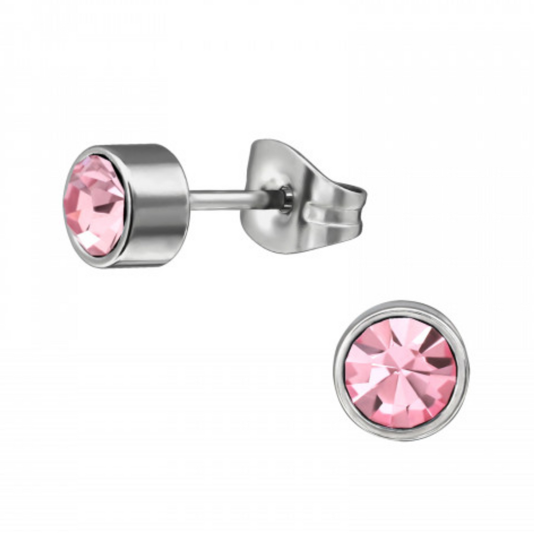 Ohrringe chirurgische hellrosa Kristalle