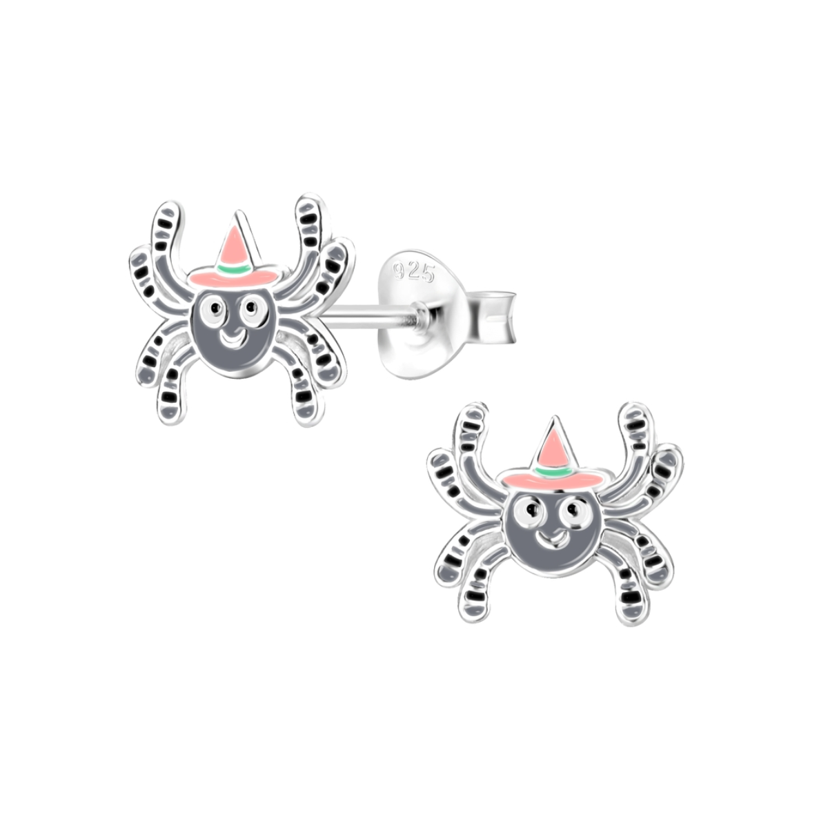 silver stud earrings bat crystals