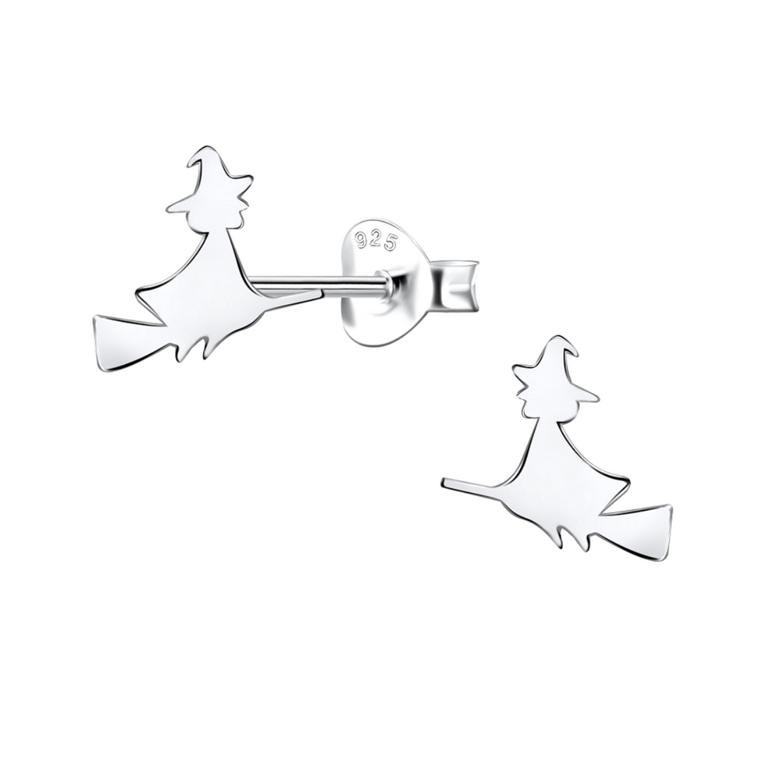 zilveren oorknopjes vliegende heks