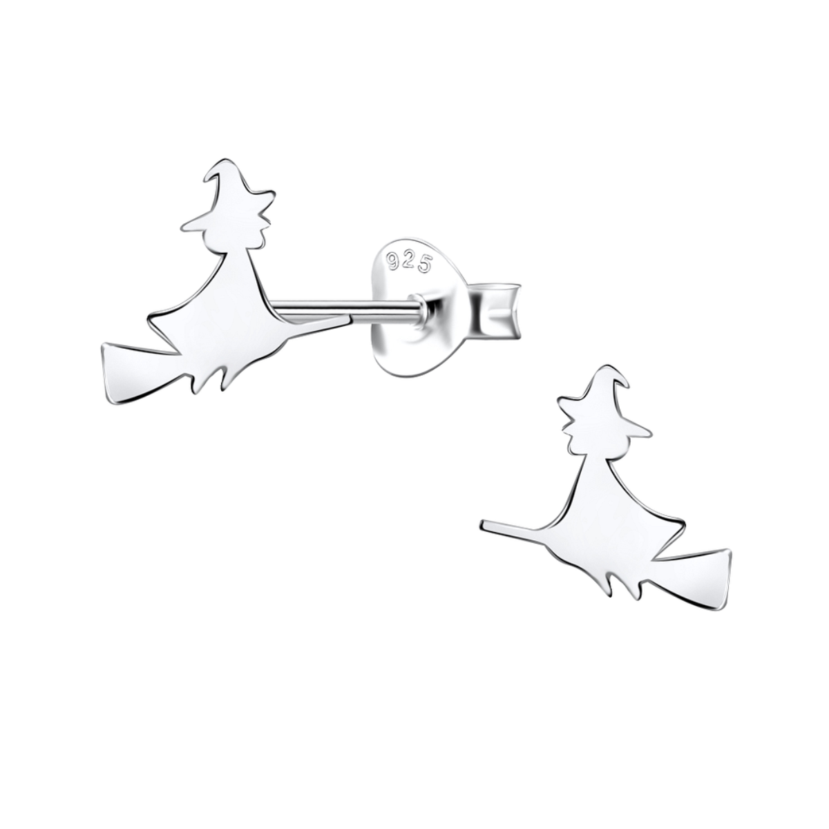 silver stud earrings bat crystals