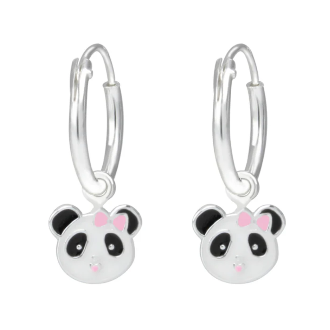 zilveren kinderoorbellen creolen panda