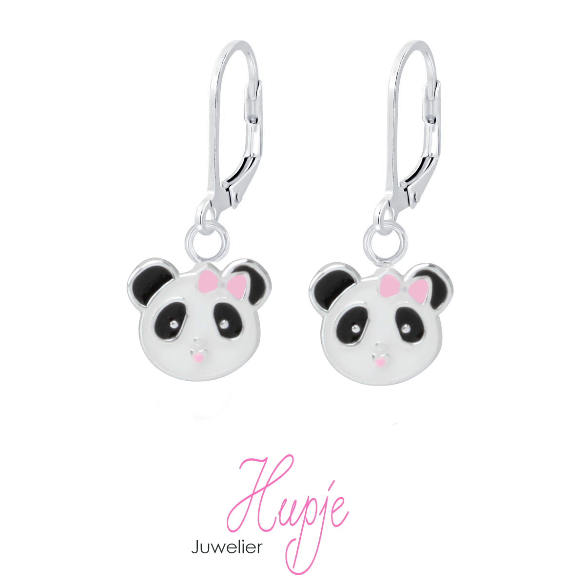 zilveren oorhangers panda