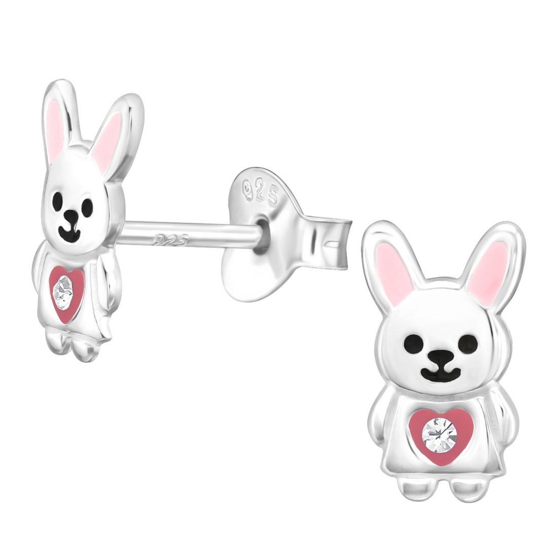 zilveren kinderoorbellen konijn