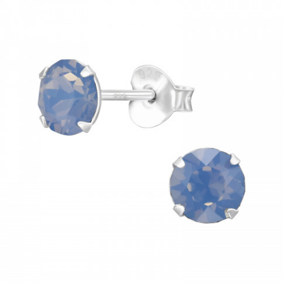 zilveren oorknopjes Air Blue Opal