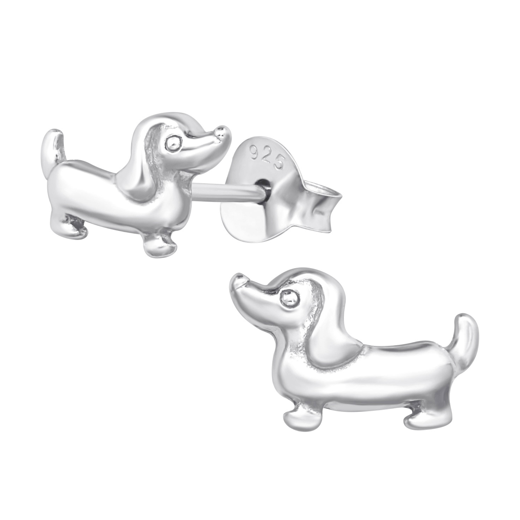 silver dachshund earrings