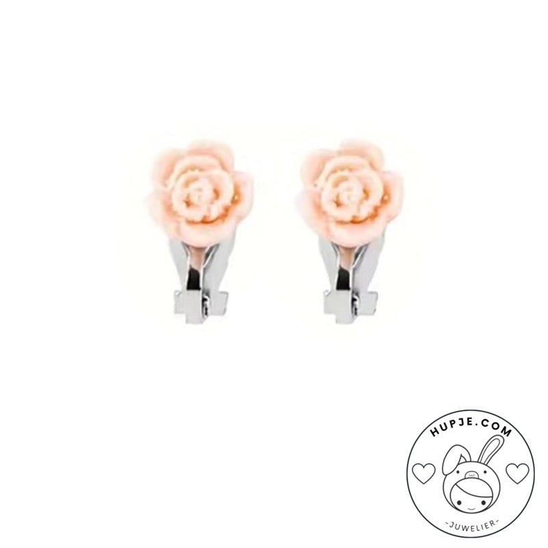 clipoorbellen hartje Peach glitter