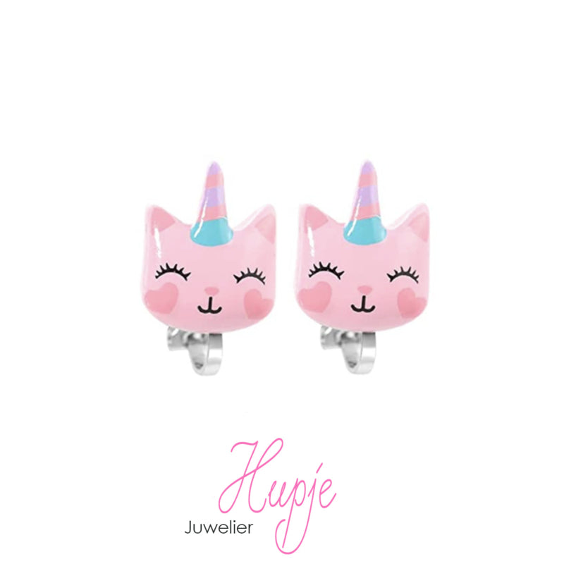 clipoorbellen unicorn cat roze