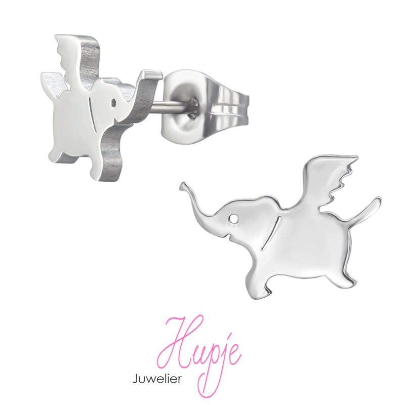 oorbellen chirurgisch staal olifantje Dumbo