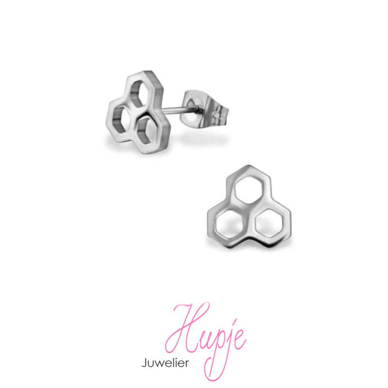 oorbellen chirurgisch staal honingraat