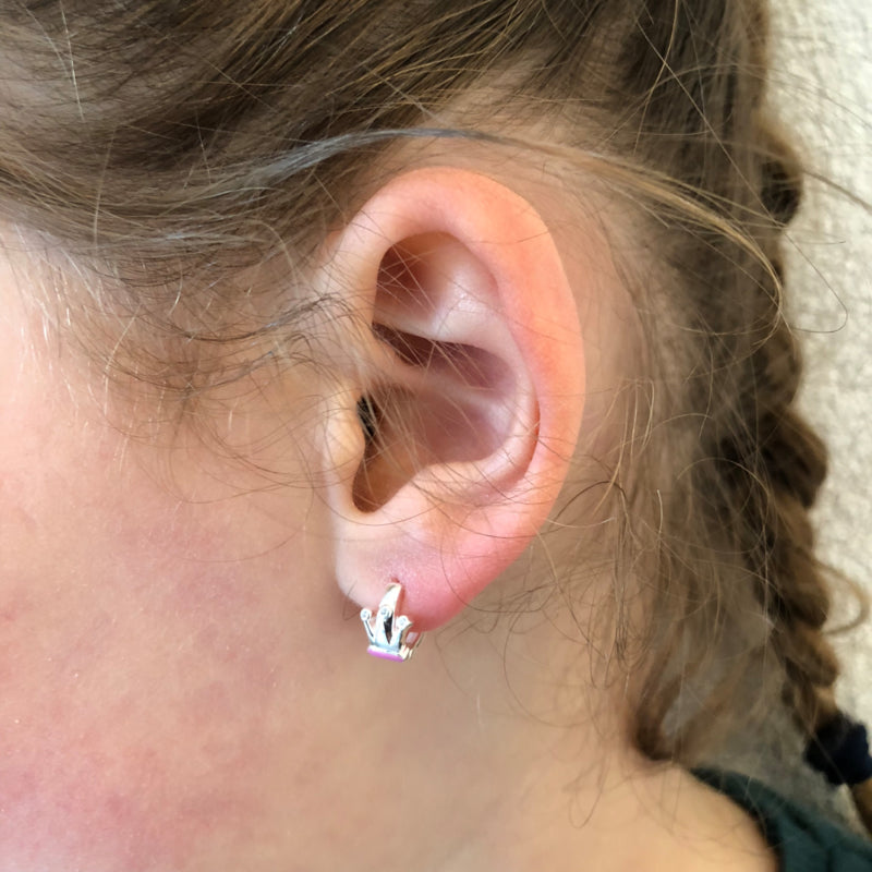 zilveren kinderoorbellen creolen kroontje