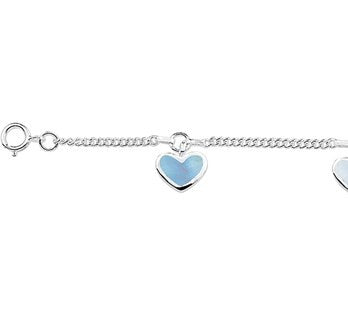 Zilveren armbandje parelmoer hartjes