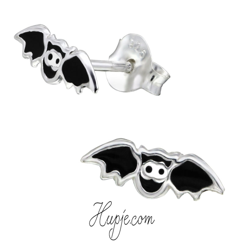zilveren kinderoorbellen vleermuis