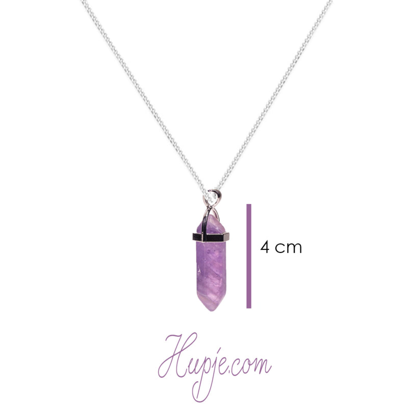 zilveren ketting met edelsteen hanger Amethist