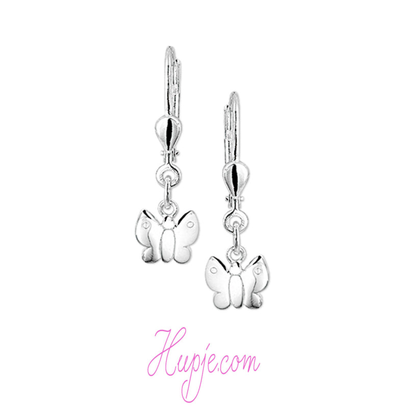 zilveren oorbellen vlinder met brisure sluiting