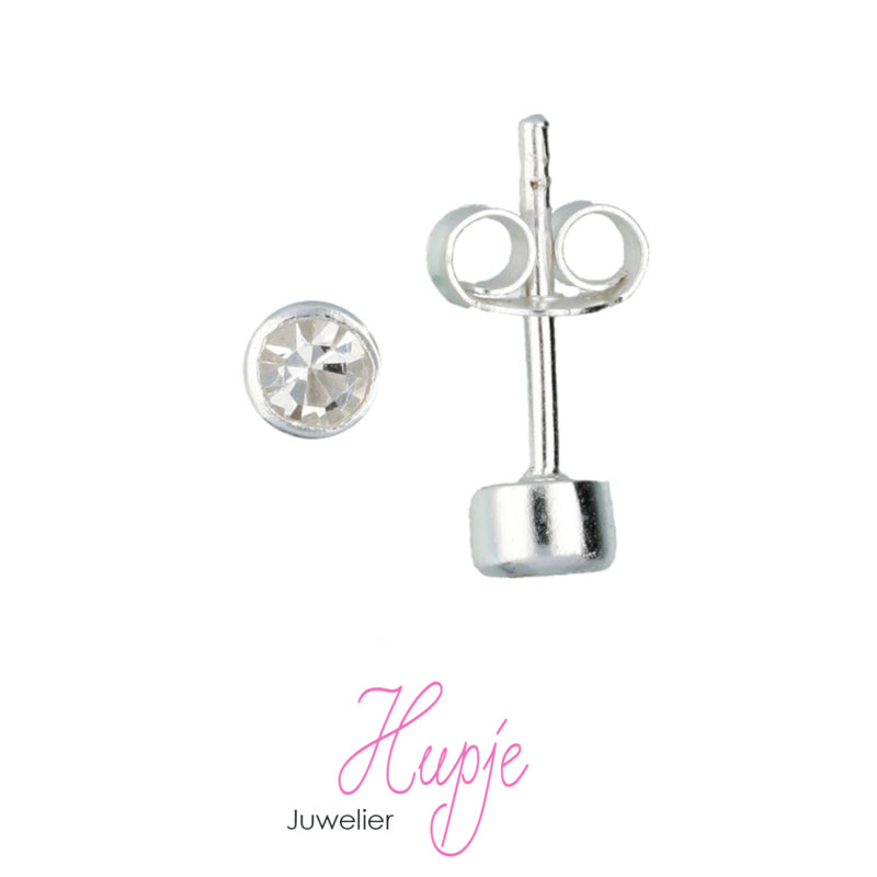 zilveren oorknopjes Zirkonia 4 mm