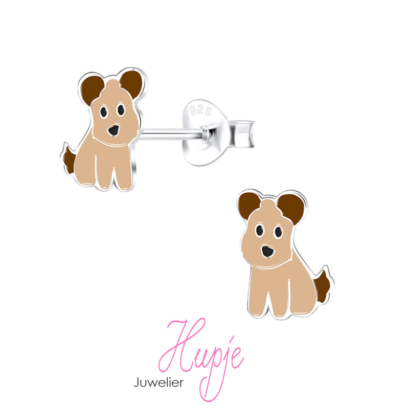 zilveren kinderoorbellen hondje