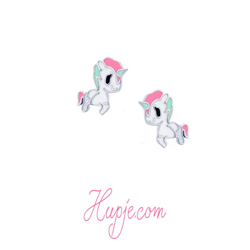 gerhodineerd zilveren kinderoorbellen eenhoorn Pinky Pie
