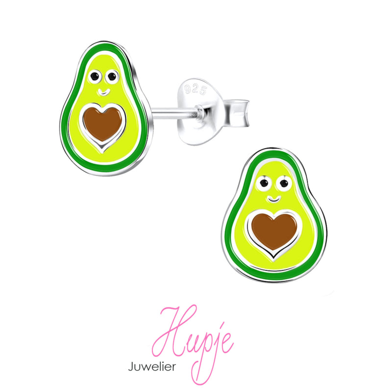 zilveren oorknopjes avocado hartje