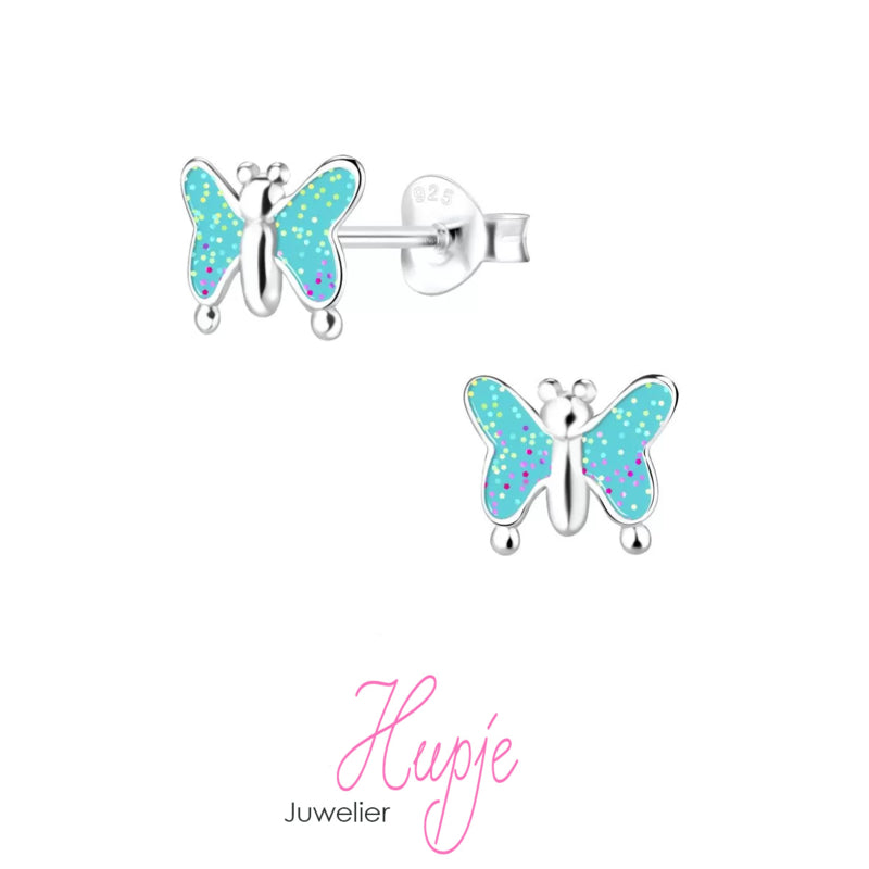 zilveren kinderoorbellen vlinder magic sparkle