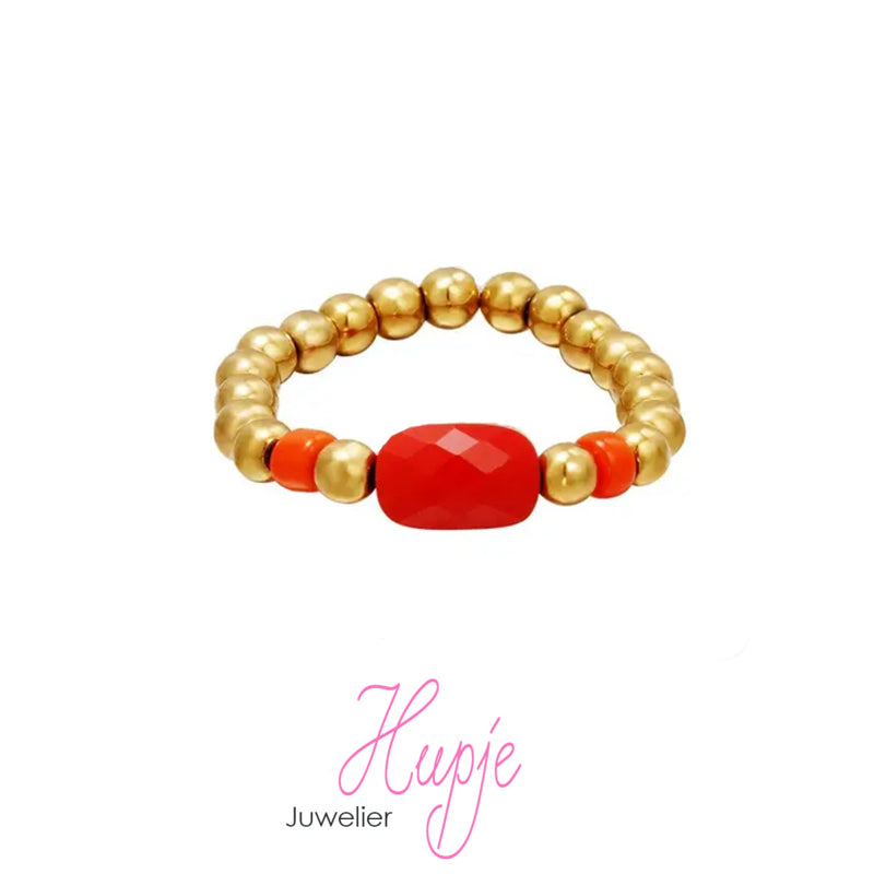 teenring steentje oranje en goud