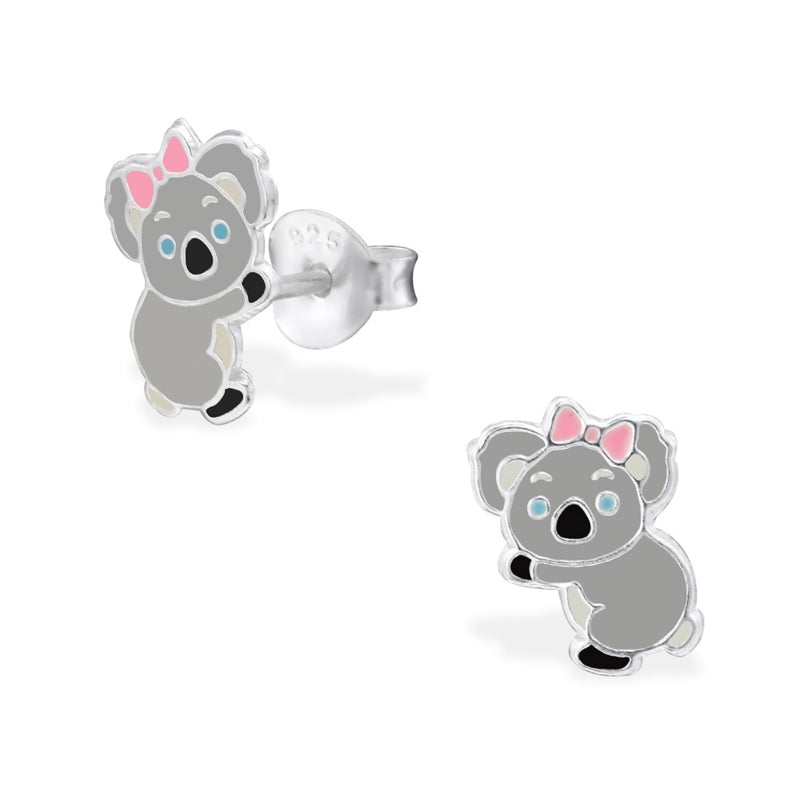 zilveren kinderoorbellen koala roze strikje