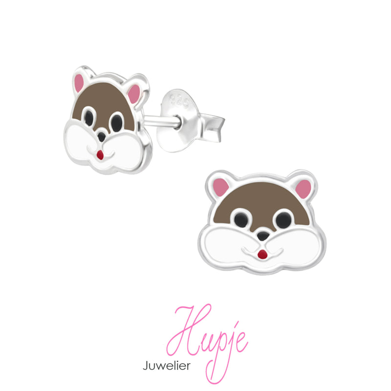 zilveren kinderoorbellen hamster