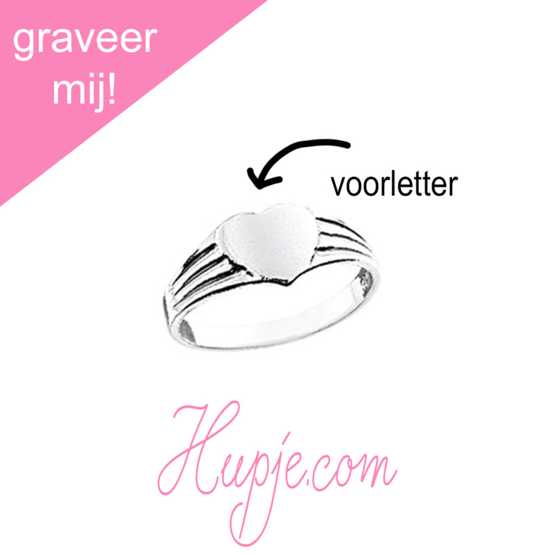 zilveren graveer ring hart