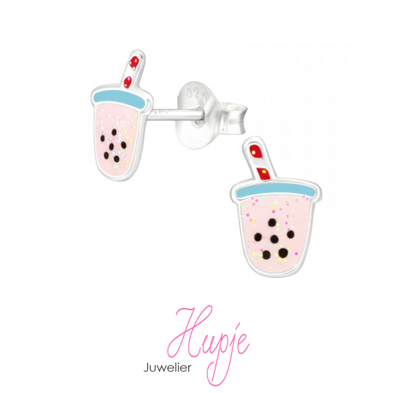 zilveren kinderoorbellen bubble tea