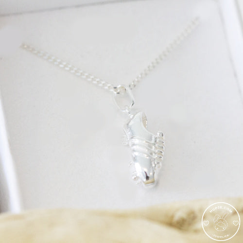 zilveren kinderketting voetbalschoen