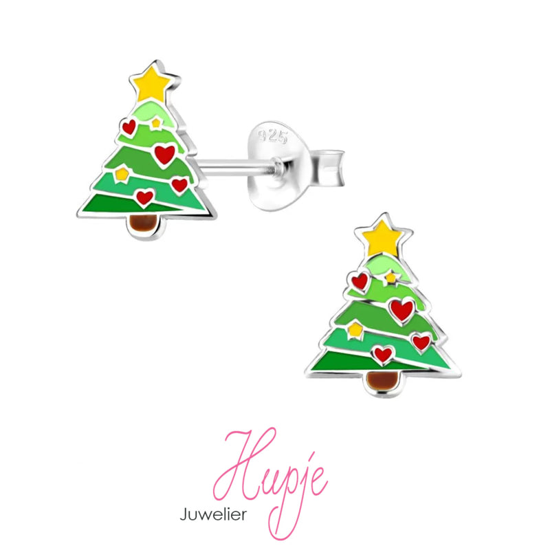 zilveren kinderoorbellen kerstboom hartjes en sterretjes