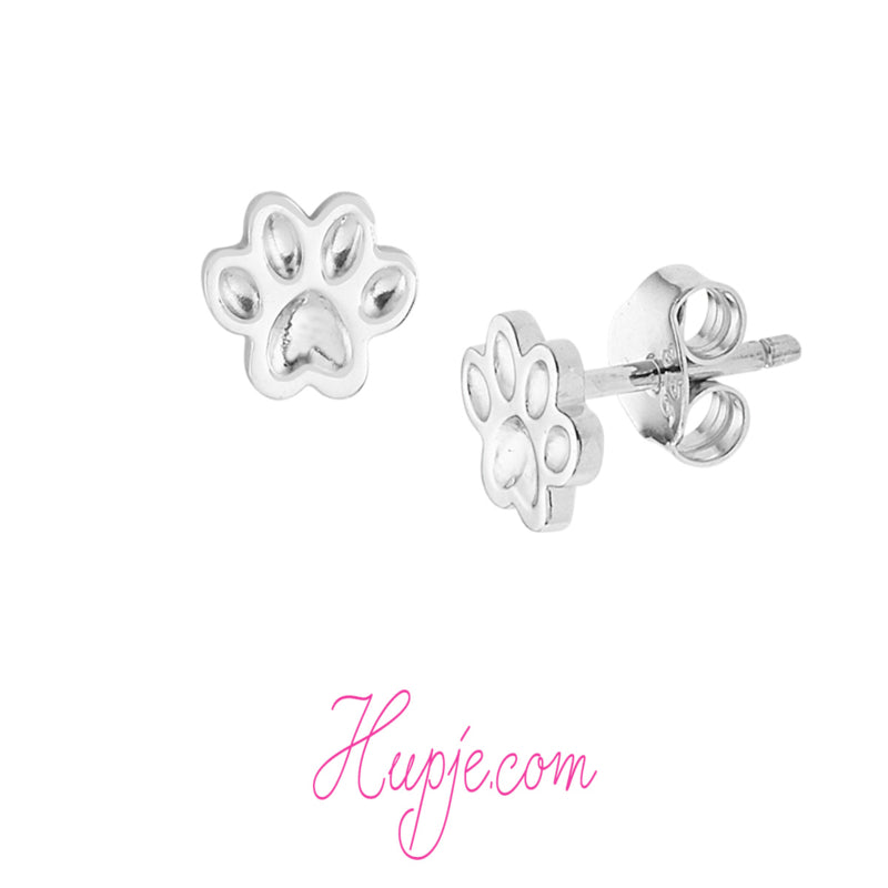 zilveren kinderoorbellen hondenpootjes
