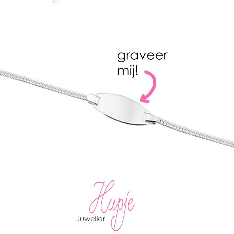 zilveren graveer armbandje voorletter (13-15 cm)