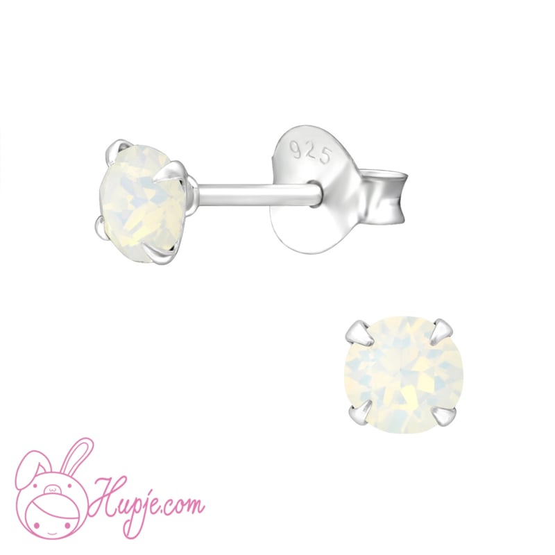 zilveren oorbellen white opal Swarovski®