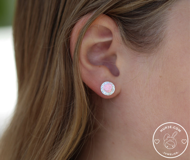zilveren oorbellen Swarovski® Rose