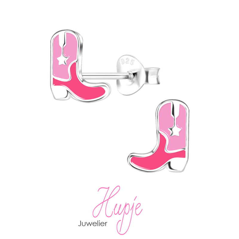 zilveren oorknopjes Cowgirl Boots Pink