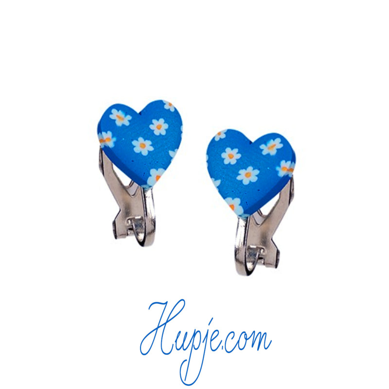 SOUZA clipoorbellen hartje blauw bloem