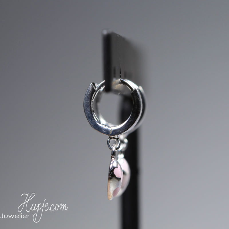 silver hoop earrings pink hearts