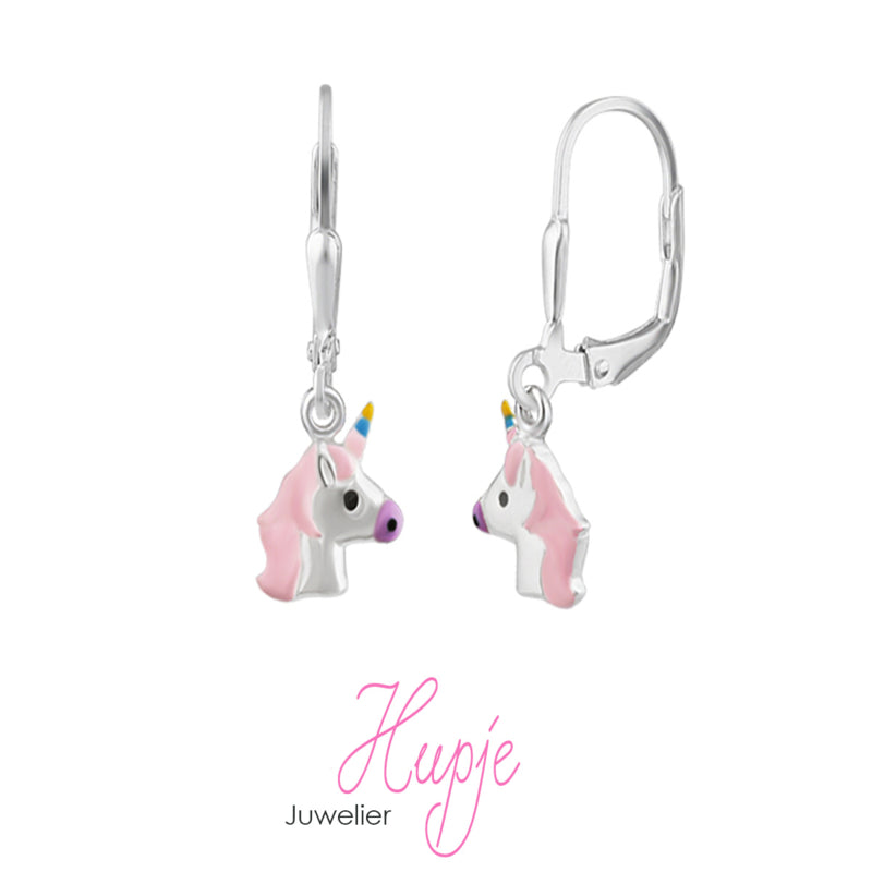 zilveren oorhangers eenhoorn Twinkle brisure sluiting