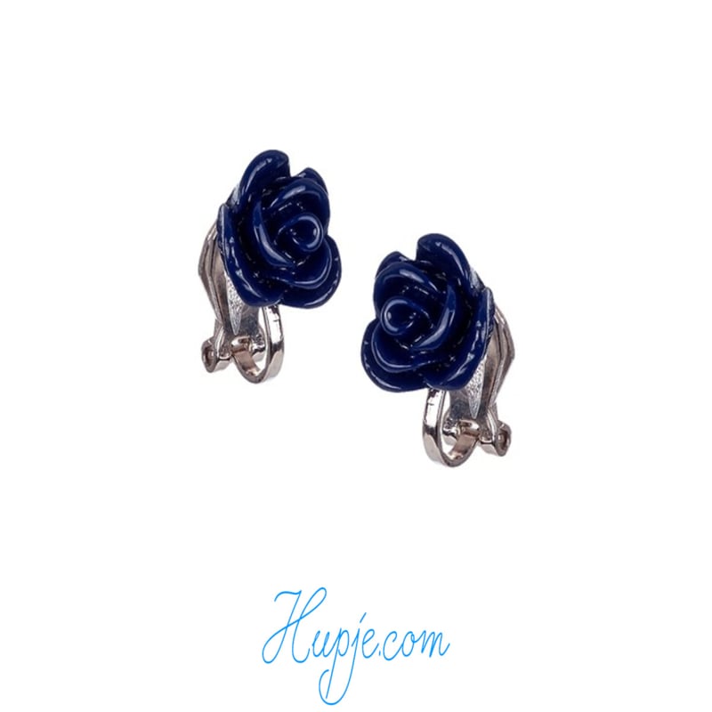 SOUZA clipoorbellen donkerblauw roosje