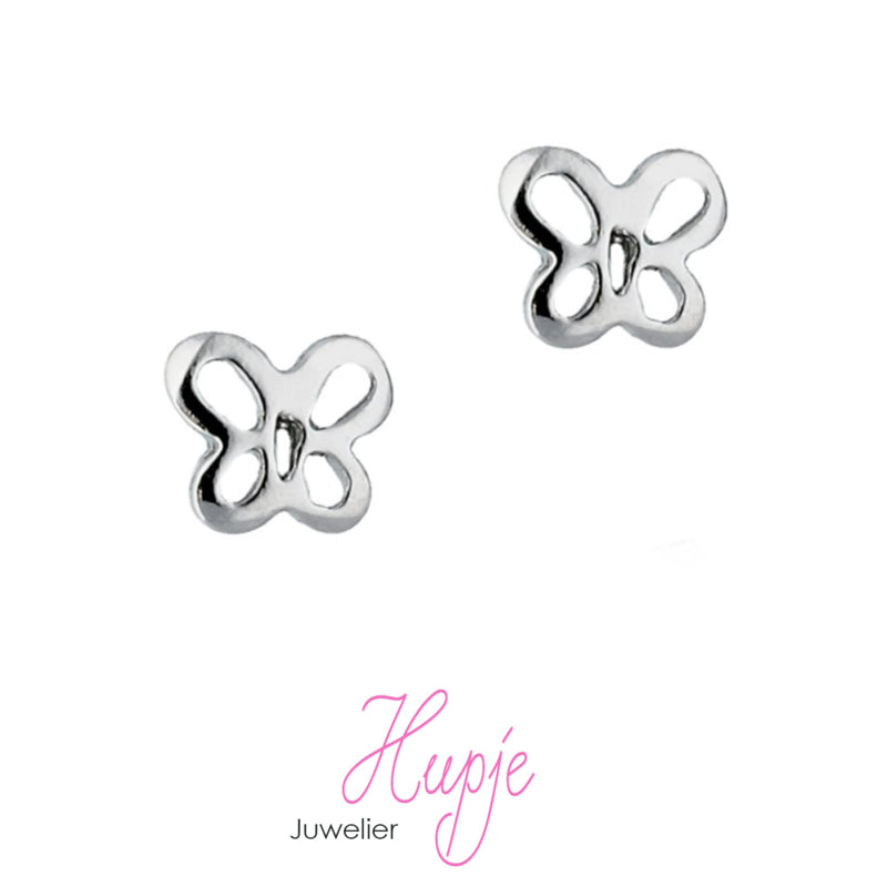 zilveren oorknopjes opengewerkte vlinder 5.8 x 6.2 mm