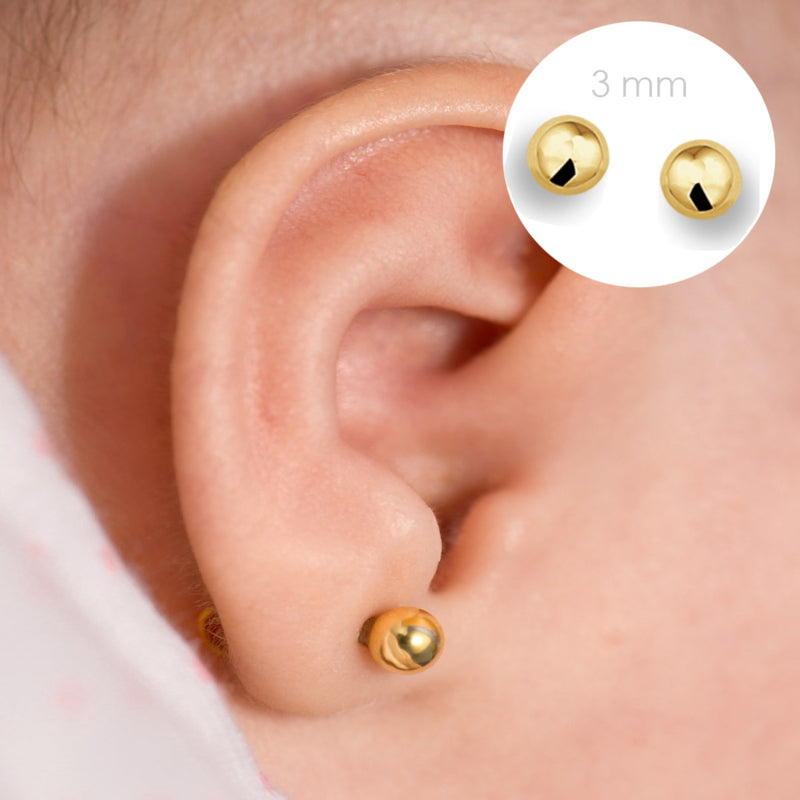 14 karaat gouden oorbellen bol 3 mm