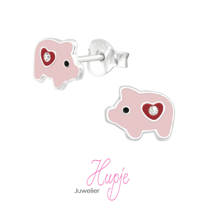 zilveren kinderoorbellen varkentje Peppa