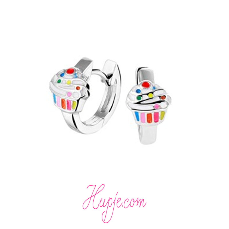 zilveren creolen cupcake Premium