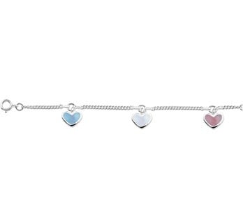 Zilveren armbandje parelmoer hartjes