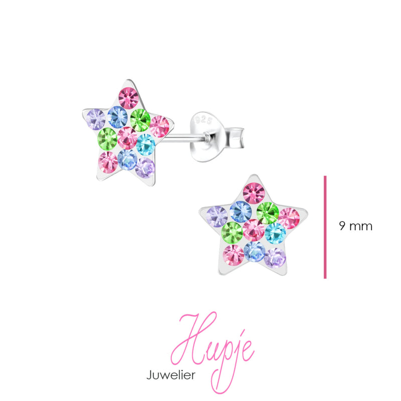 zilveren kinderoorbellen ster kristallen