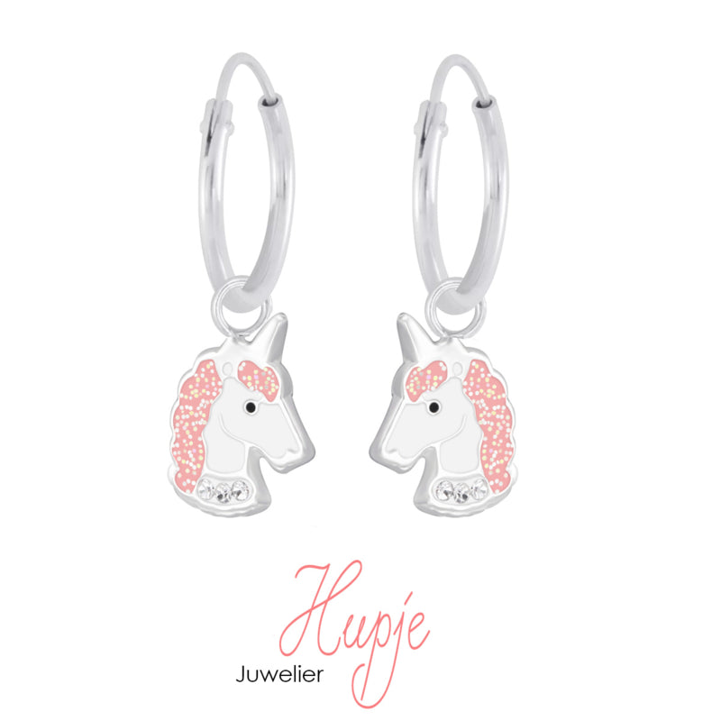 zilveren kinderoorbellen eenhoorn creolen
