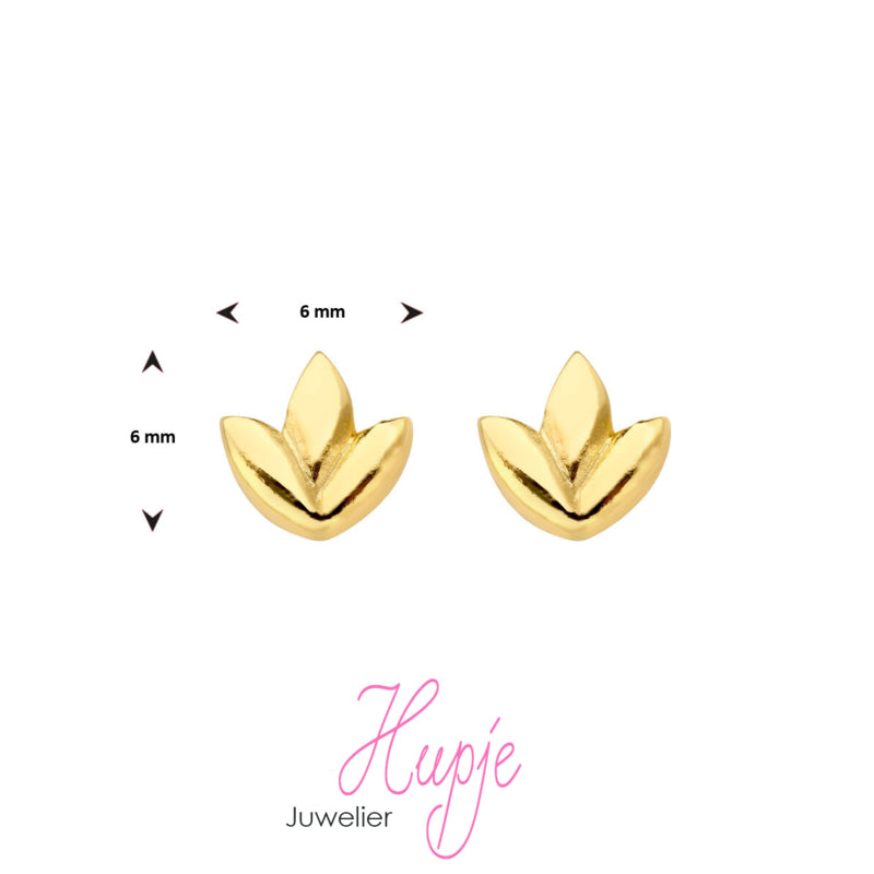 geelgouden oorknopjes blad